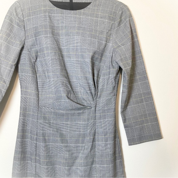 Mango MNG Gray Shift Dress Plaid Long Sleeve Knee Length 4 - Picture 6 of 13
